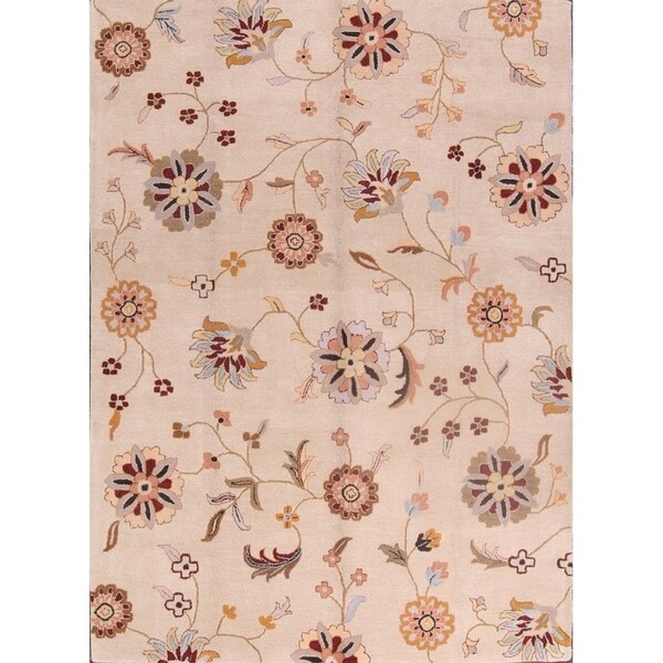 Hand Made Agra Oushak Traditional Oriental Floral Area Rug - 8'0" x 11'0"