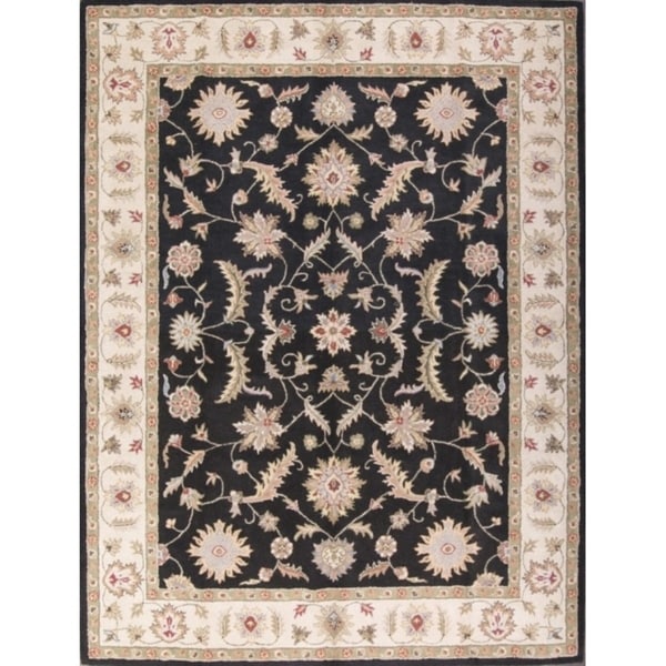Copper Grove Oikos Black Floral Agra Tabriz Traditional Oriental Floral Area Rug - 10' x 13'