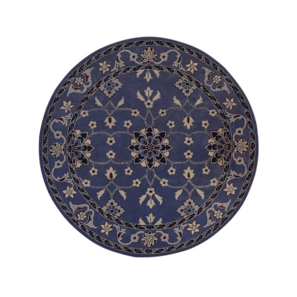 Copper Grove Svejbaek Light Blue Kashan Hand-tufted Oriental Floral Area Rug - 8'0" round