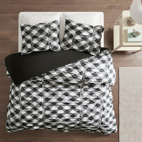 black ruched duvet cover