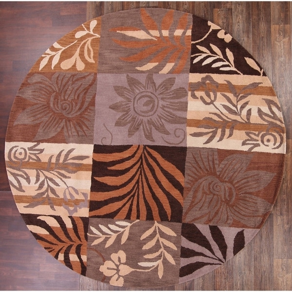 Copper Grove Silkeborg Handmade Woolen Oushak Agra Oriental Floral Area Rug Wool Carpet - 10'0" round
