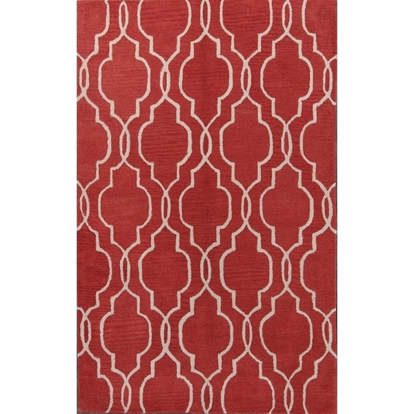 Copper Grove Koge Hand-tufted Black/Red Moroccan Trellis Indian Oriental Area Rug - 8'0" x 5'0"