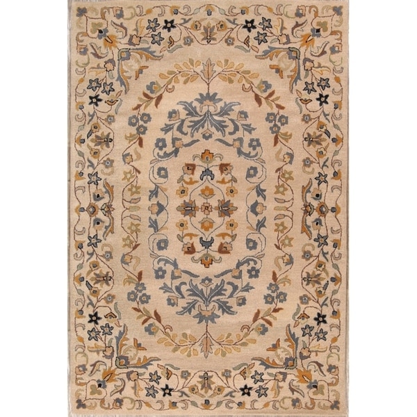 Copper Grove Pegeia Classical Hand Tufted Wool Medallion Area Rug Eastern Beige - 7'9" x 5'2"