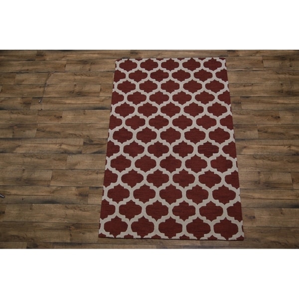 Gracewood Hollow Zorrilla Hand-tufted Crimson Trellis Area rug - 7'10" x 5'0"