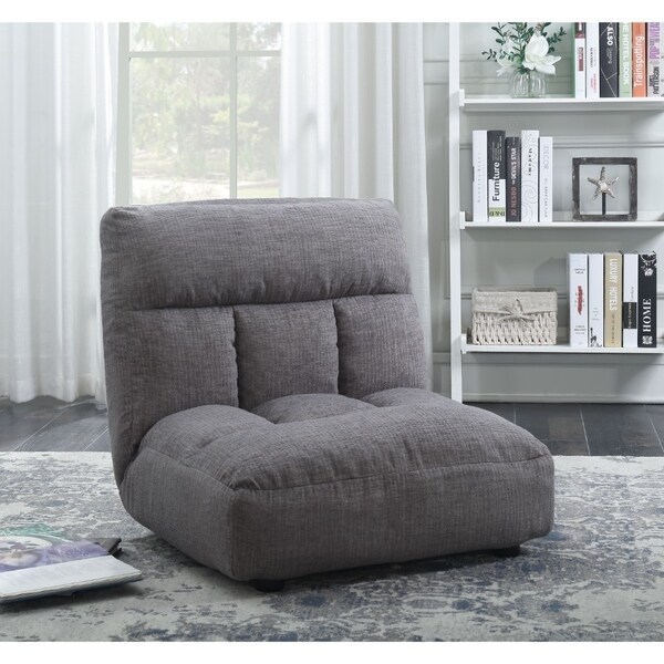 Fabric Upholstered Game Chair With Convertible Lounger Gray