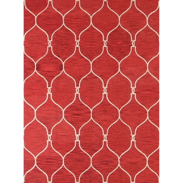 Moroccan Trellis Oriental Hand Tufted Wool Area Rug - 8'0" x 11'0"