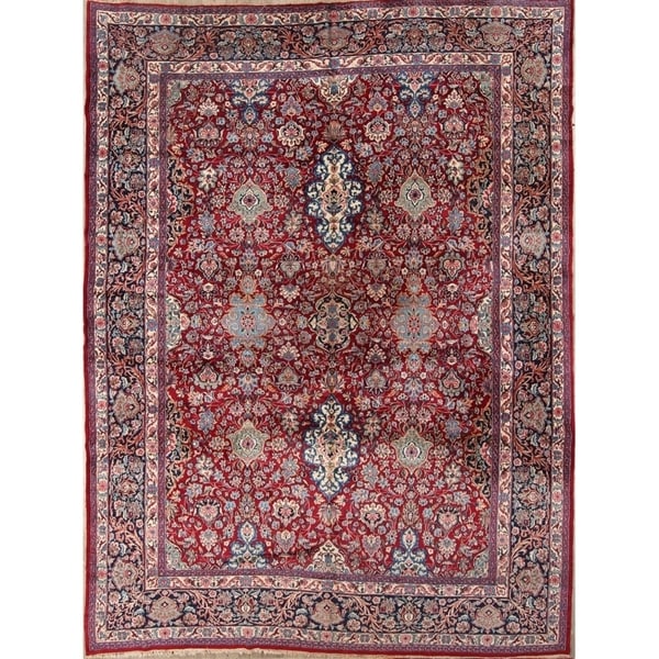 Vintage Kerman Hand Made Traditional Persian Floral Area Rug - 13'1" x 9'10"