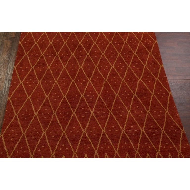 Traditional Hand Made Moroccan Trellis Oriental Area Rug - 9'10" x 8'3"