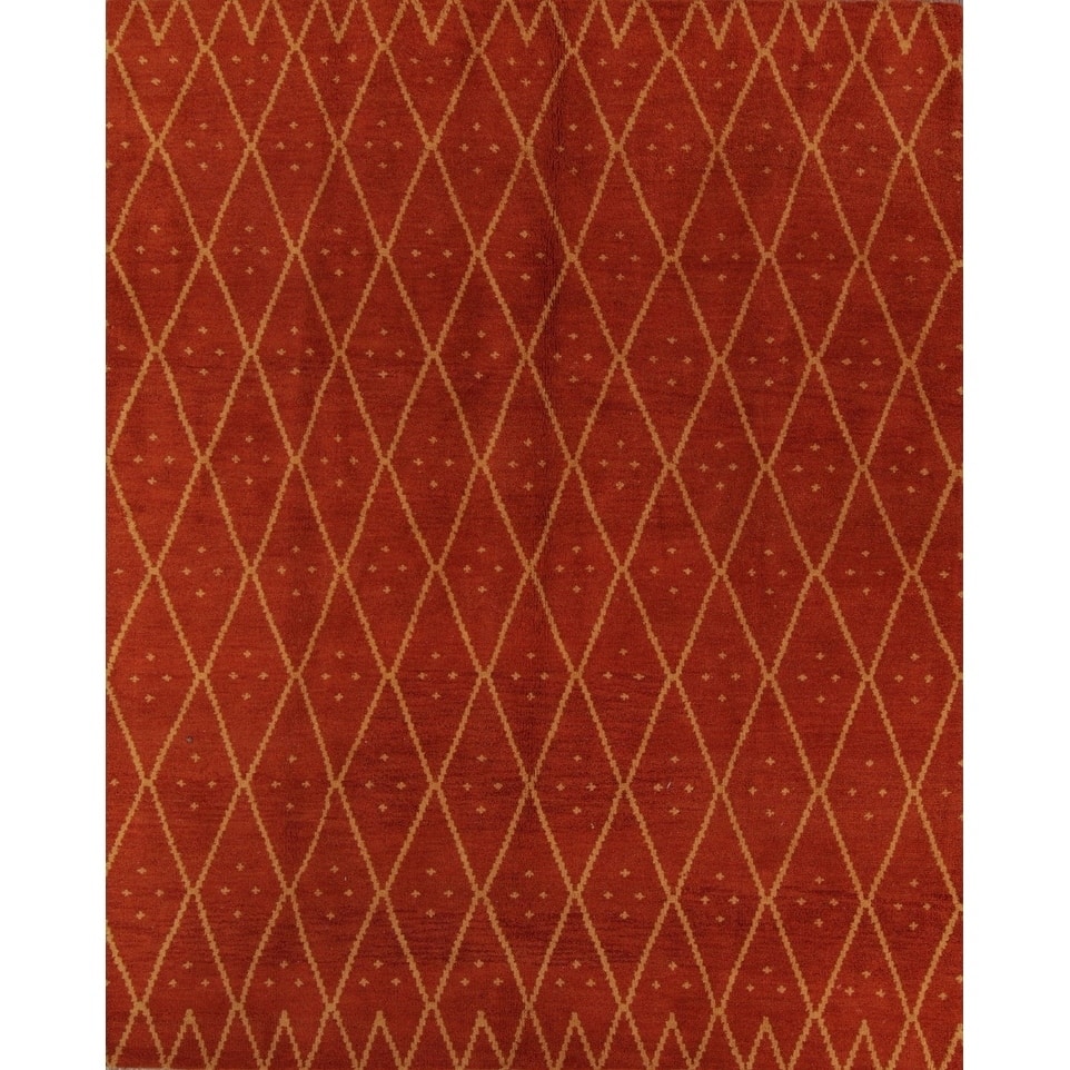 Traditional Hand Made Moroccan Trellis Oriental Area Rug - 9'10" x 8'3"