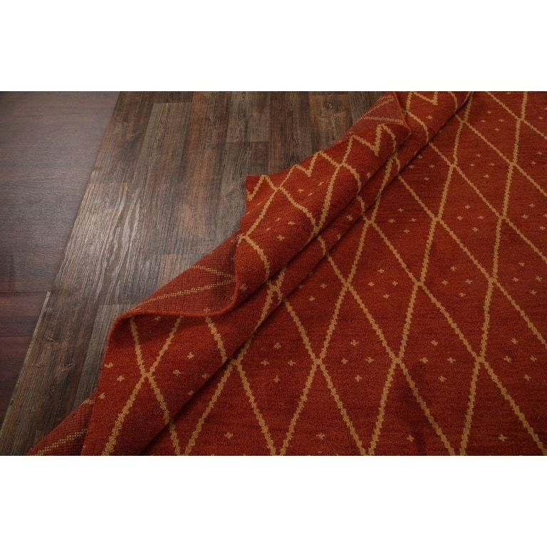 Traditional Hand Made Moroccan Trellis Oriental Area Rug - 9'10" x 8'3"
