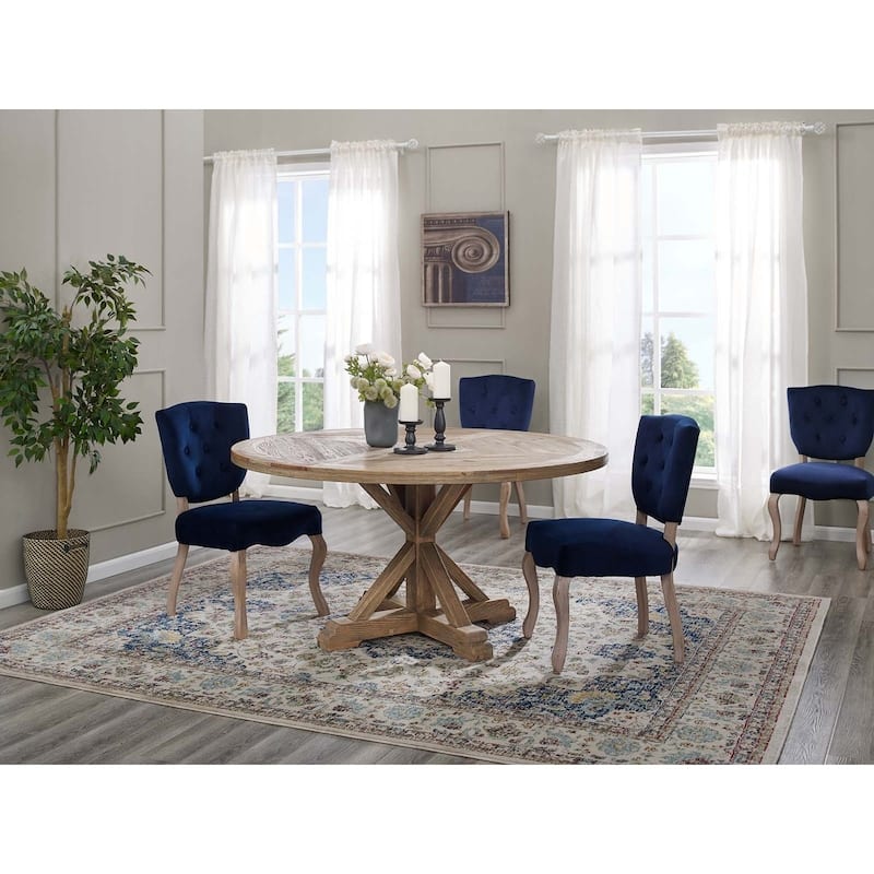 59" Round Pine Wood Dining Table