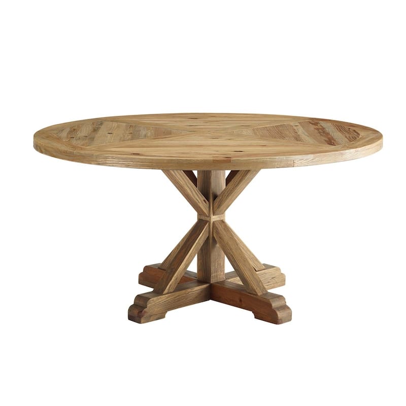 59" Round Pine Wood Dining Table