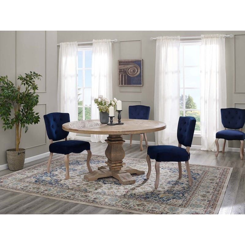 Column 59" Round Pine Wood Dining Table - Brown