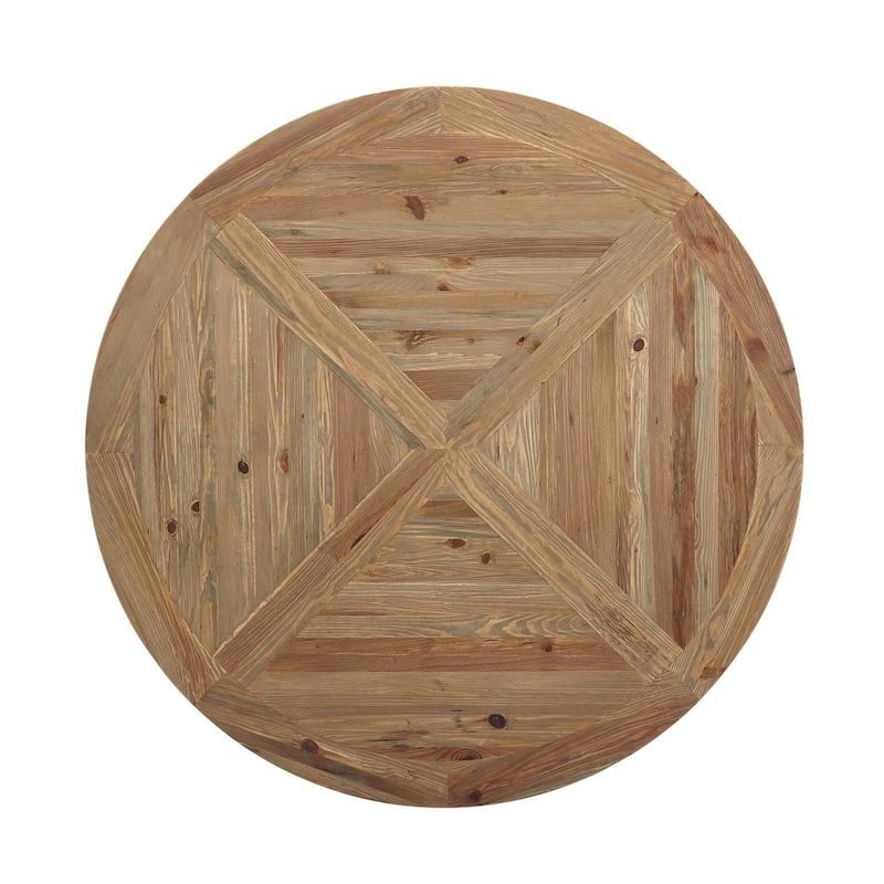 Column 59" Round Pine Wood Dining Table - Brown