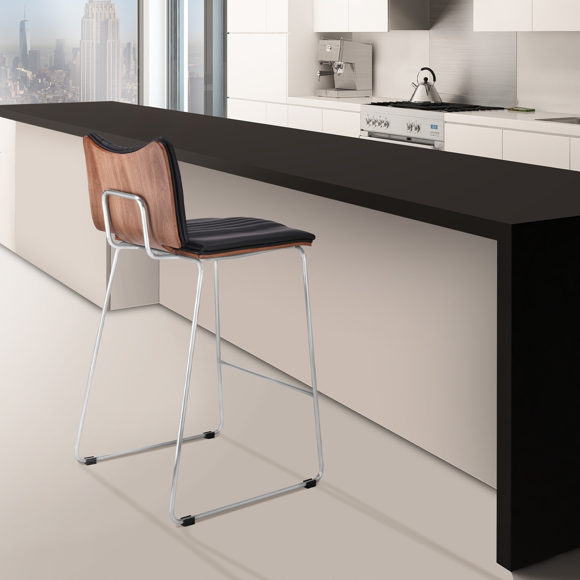 Stainless Steel Bar Stools Kitchen details about monica modern 26 counter height bar stool in brushed stainless steel with black