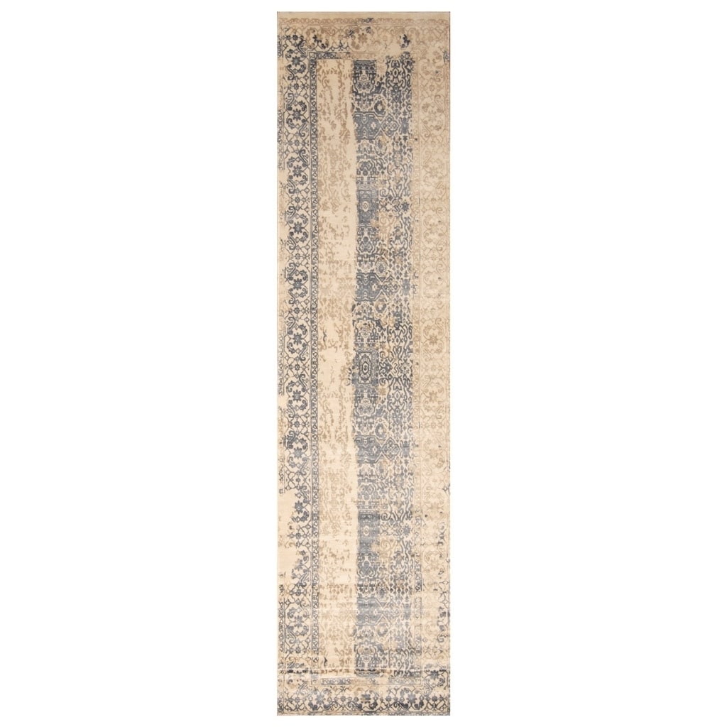 Handmade Distressed Silk Rug (India) - 2'6 x 10'