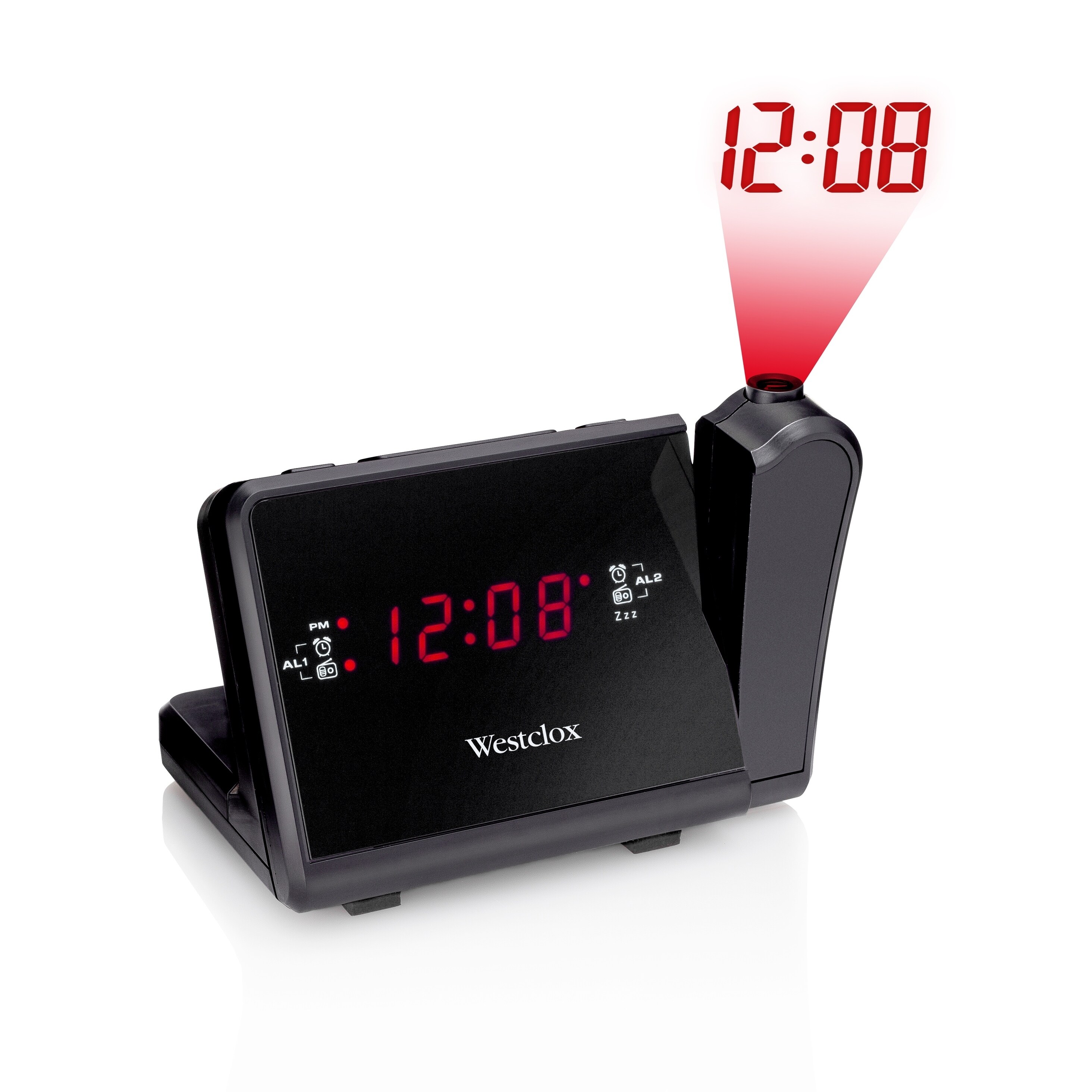 80208 Westclox Black Digital Red Led Projection Dual Alarm Digital Red Led Projection Dual Alarm