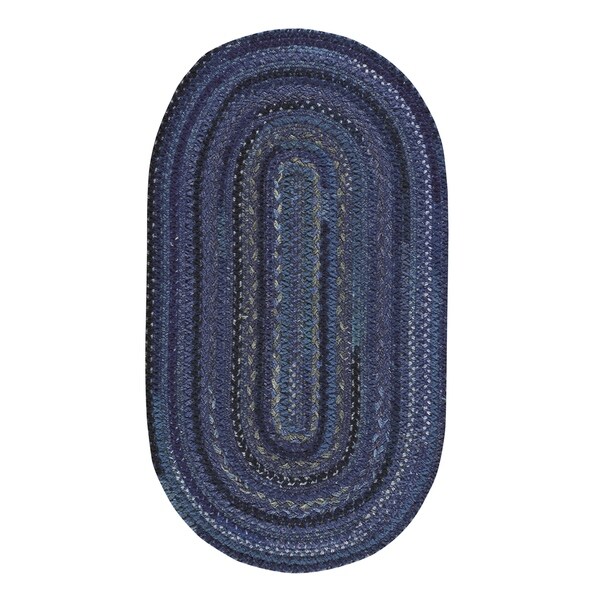 Capel Rugs Braided Harborview Dark Blue Wool Area Rug - 24" x 36" oval