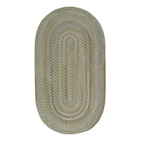 Capel Rugs Braided Melange Green Wool Area Rug - 20" x 30" oval