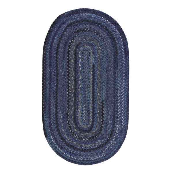 Capel Rugs Braided Harborview Dark Blue Wool Area Rug - 7' x 9' oval