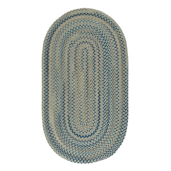 Capel Rugs Braided Melange Blue Beige Wool Area Rug - 27" x 48" oval