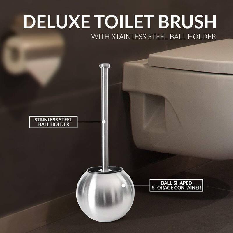 ToiletTree Modern Deluxe Stainless Steel Bathroom Toilet Cleaning Brush (Stainless Steel, Toilet Brush 5.8" x 5.8" x 11")