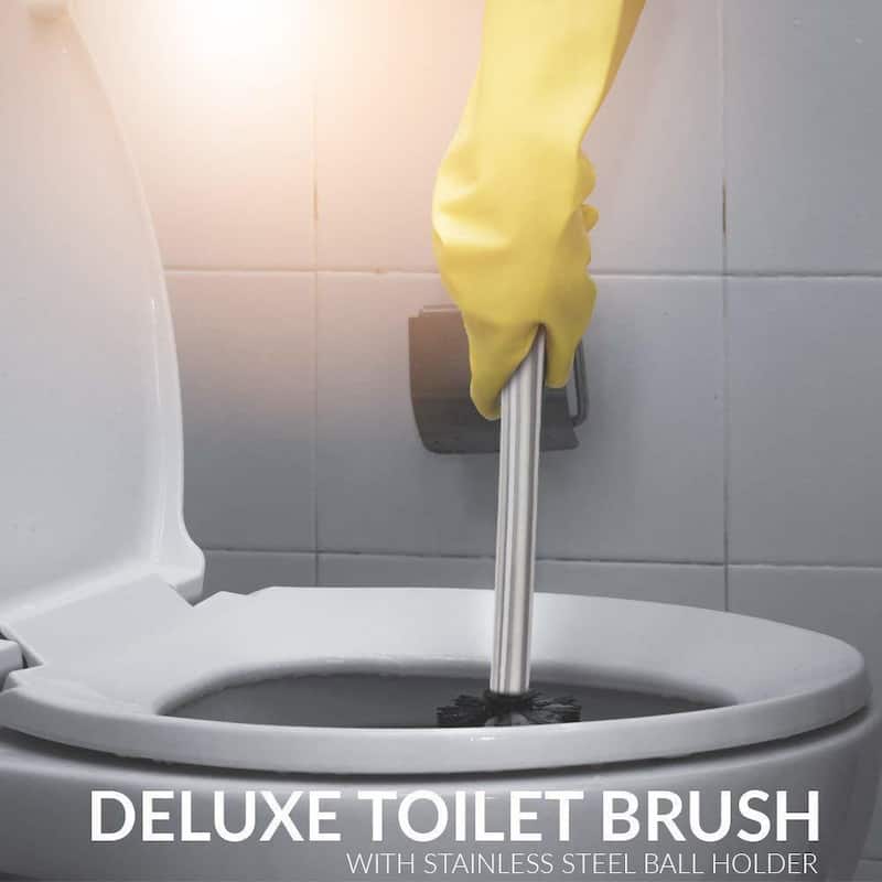 ToiletTree Modern Deluxe Stainless Steel Bathroom Toilet Cleaning Brush (Stainless Steel, Toilet Brush 5.8" x 5.8" x 11")