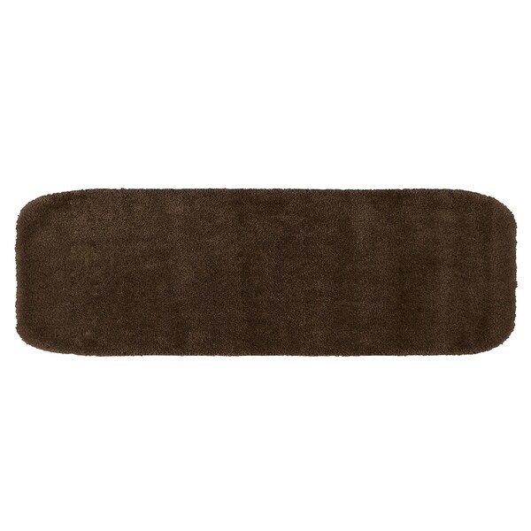 Traditional Chocolate Plush Washable Nylon Bathroom Rug Runner
