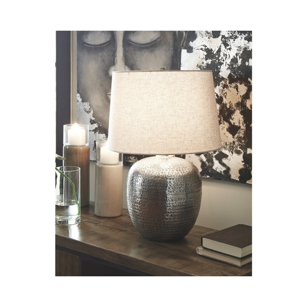 Magalie 23 Inch Metal Table Lamp - Antique Silver Finish. Opens flyout.