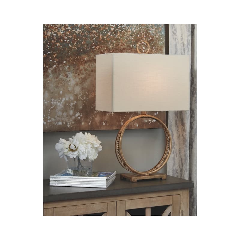 Mahala 28 Inch Metal Table Lamp - Antique Gold Finish - 15x13x19
