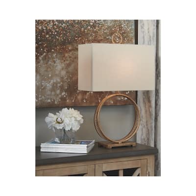 Mahala 28 Inch Metal Table Lamp - Antique Gold Finish - 15x13x19