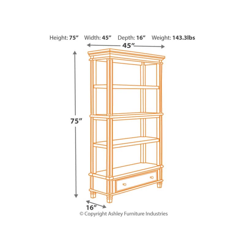 Signature Design by Ashley Realyn Casual Bookcase Two-tone - 45" W x 16" D x 74.5" H