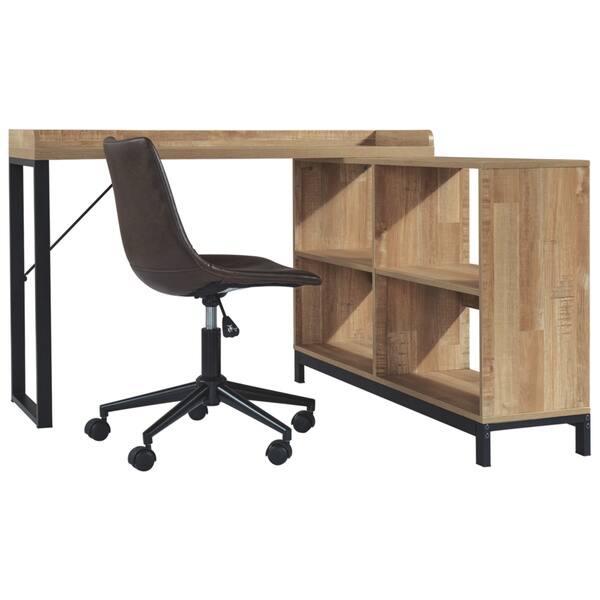 Shop Gerdanet L Shaped Desk With Storage Light Brown Black