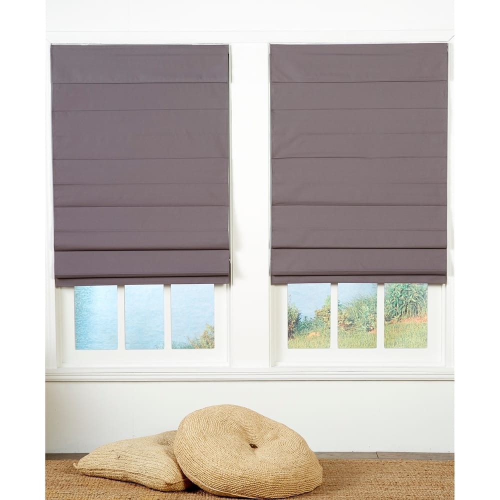72 in. Grey Insulating Cordless Roman Shade