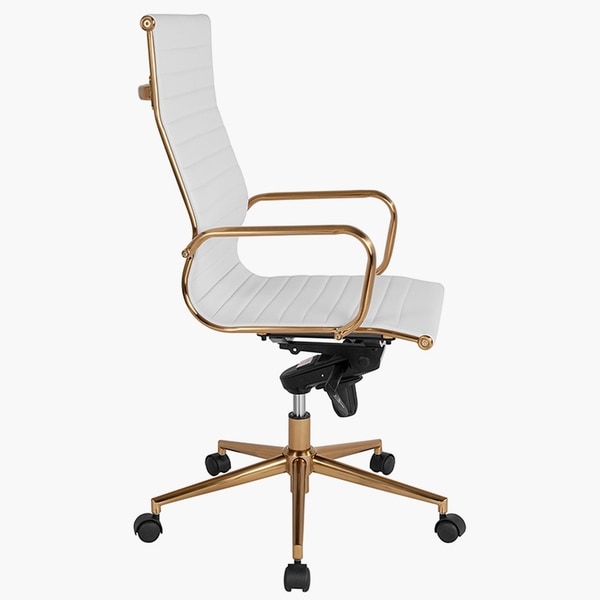 White and gold online high back office chair