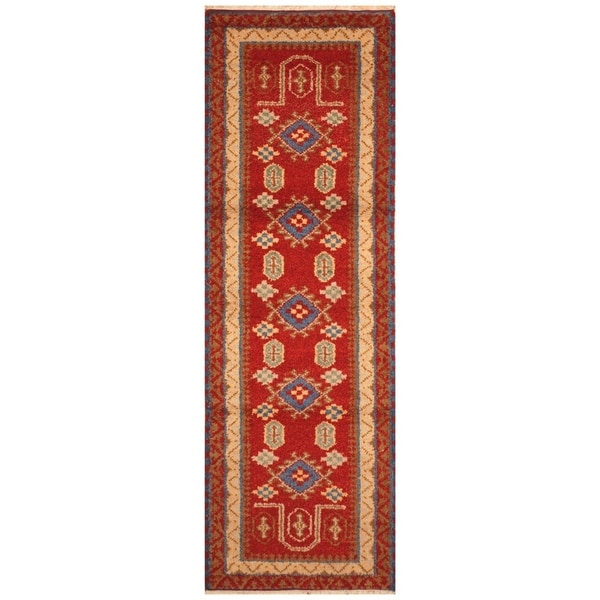 Handmade Kazak Wool Rug (India) - 2'2 x 6'7