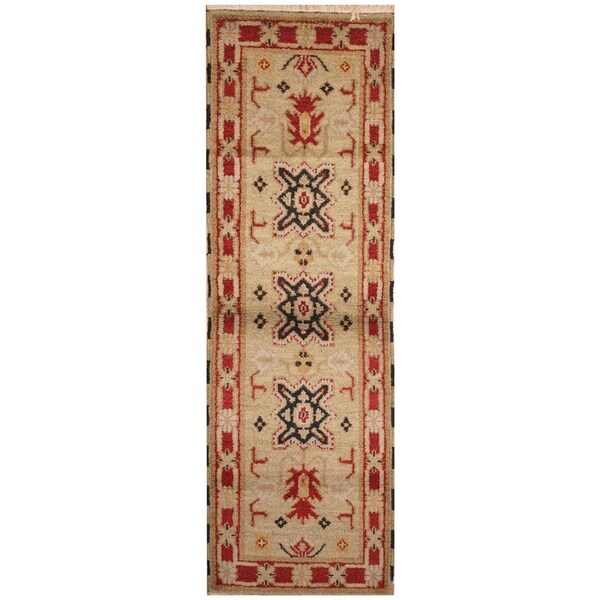Handmade Kazak Wool Rug (India) - 2'2 x 6'9