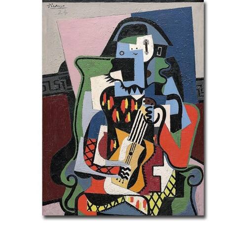 Harlequin Musician, 1924 by Pablo Picasso Gallery Wrapped Canvas Giclee Art (32 in x 24 in, Ready to Hang)