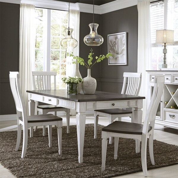 Allyson Park Wirebrushed White 7-piece Rectangular Table Set