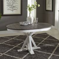Allyson Park Wirebrushed White Single Pedestal Table - Charcoal