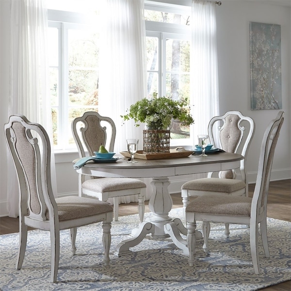 Liberty Antique White 5-piece Pedestal Table Set