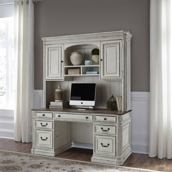 Shop Magnolia Manor Antique White Complete 5 Piece Desk On Sale