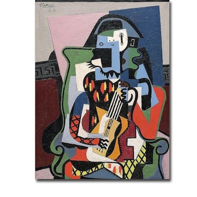 Harlequin Musician, 1924 by Pablo Picasso Gallery Wrapped Canvas Giclee Art (24 in x 18 in, Ready to Hang)