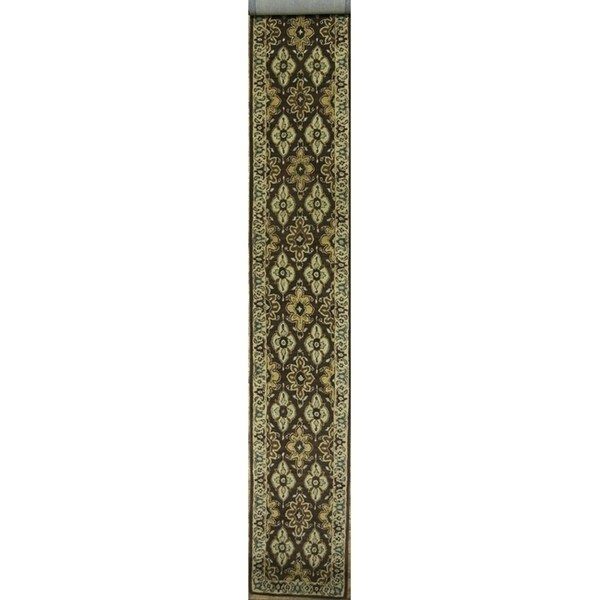 Agra Traditional Hand Made Wool Tabriz Indian Oriental Floral Rug - 19'3" x 2'7" runner