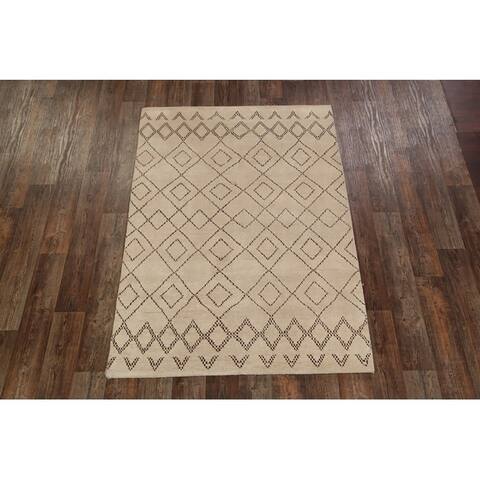 Moroccan Oushak Traditional Hand Made Oriental Area Rug - 5'4" x 7'8"