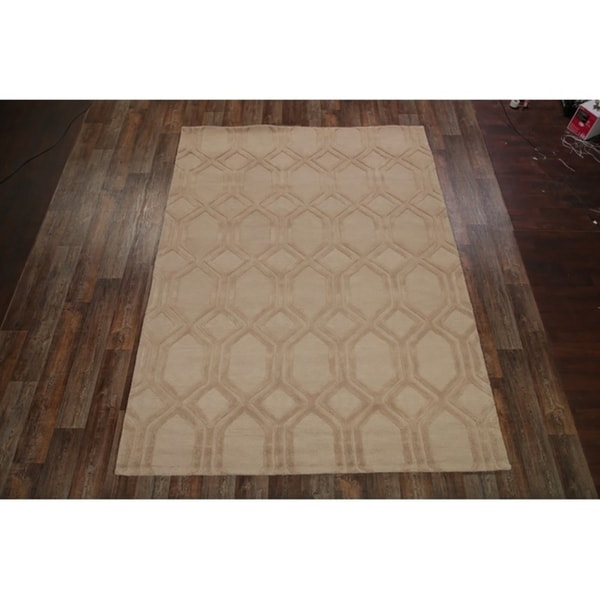 Oushak Oriental Geometric Area Rug Hand Made Wool Carpet - 8' x 11'1"