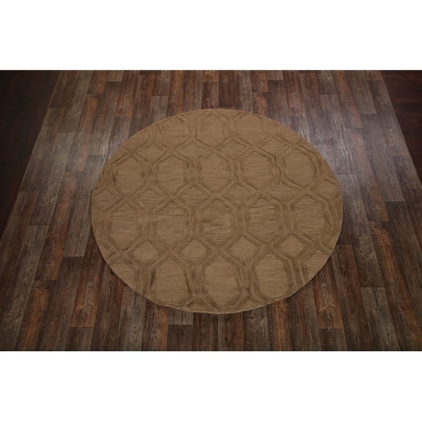Oushak Indian Oriental Hand Made Floral Area Rug - 8' Round