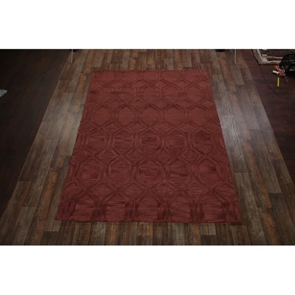 Hand Tufted Traditional Oushak Indian Oriental Area Rug Geometric - 8' X 11'