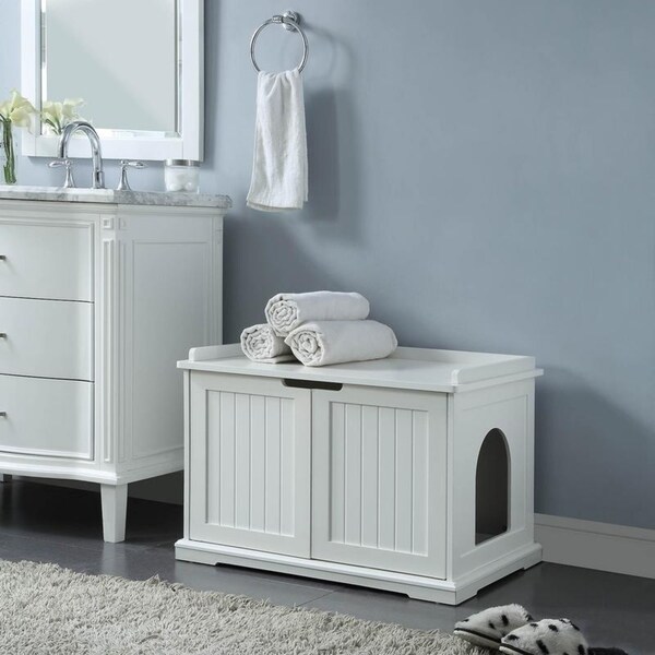 Cat Washroom Bench, Easy Assembly Litter Box Cover by Universe Home
