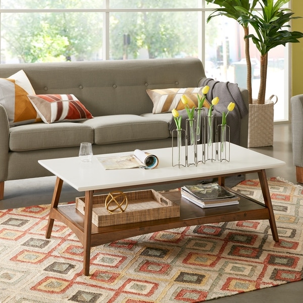 Madison Park Avalon White/ Pecan Coffee Table